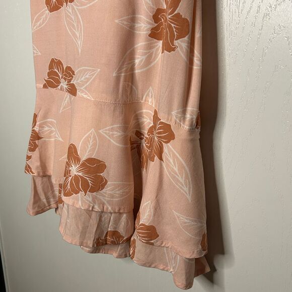 Roxy Floral Peach Spaghetti Strap V-Neck Summer Beach Playsuit XL - Picture 3 of 8